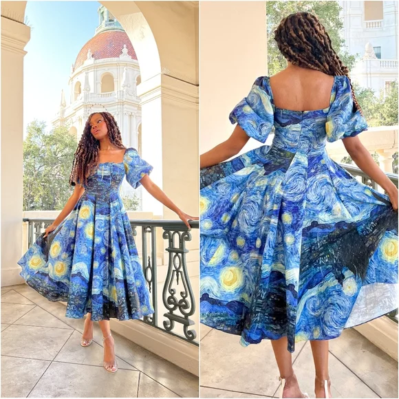 NWT Selkie The Day Starry Night Van Goh Dress Size XS